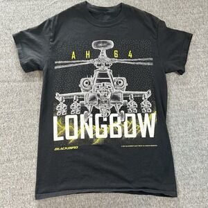 Retro Blackbird‎ T Shirt AH64 Longbow Helicopter Black See Measurements Aircraft